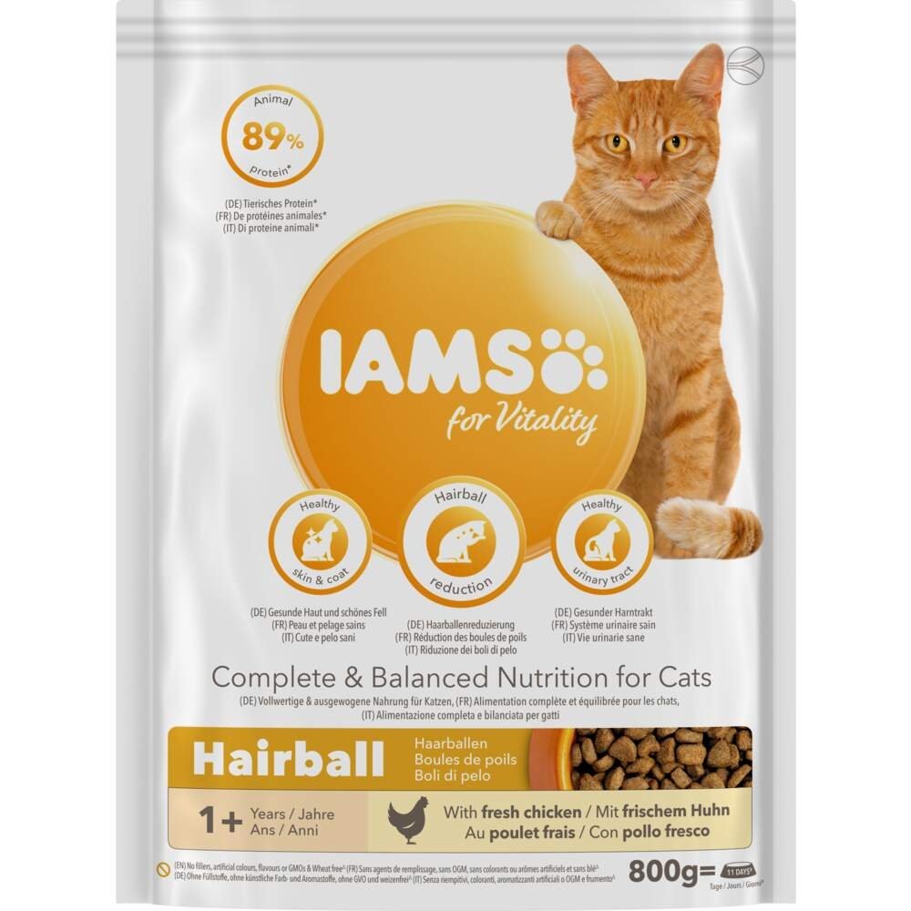 Iams for Vitality Cat Adult Hairball Chicken (800 g)