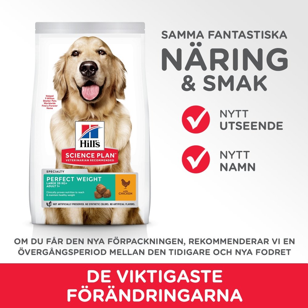 Alternativ bild 1 för Hill's Science Plan Dog Adult Perfect Weight Large Breed Chicken 12 kg