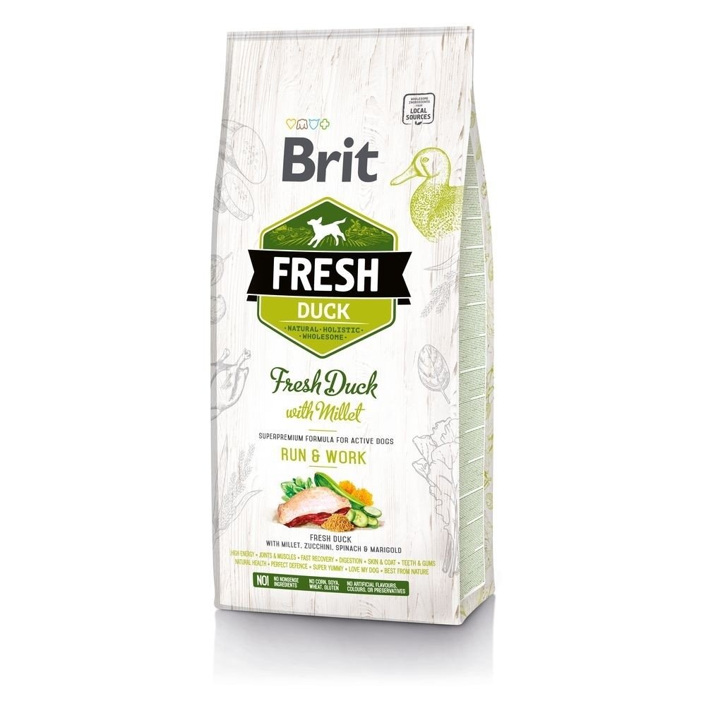 Läs mer om Brit Fresh Duck with Millet Active Run & Work (12 kg)