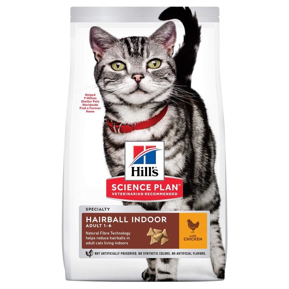 Läs mer om Hills Science Plan Cat Adult Hairball & Indoor Chicken (10 kg)