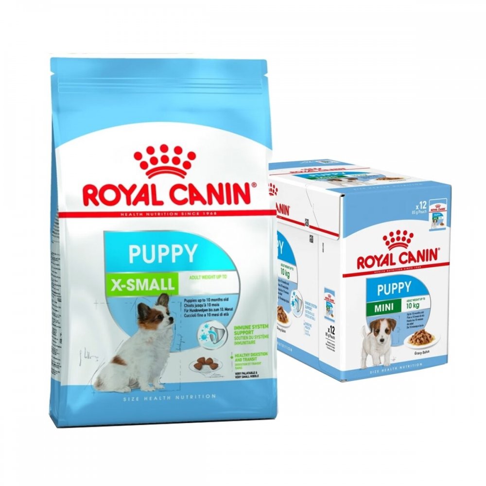 Royal Canin X-Small Puppy 3 kg Torrfoder + Mini Puppy Multipack Våtfoder