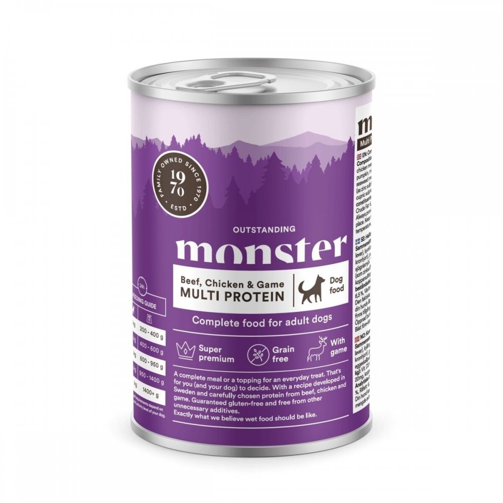 Läs mer om Monster Dog Adult Beef, Chicken & Game 400 g