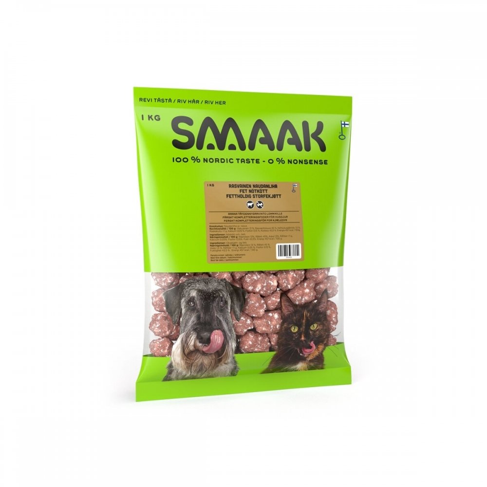 SMAAK Raw Complementary Beef Fatty 500 g (1 kg)