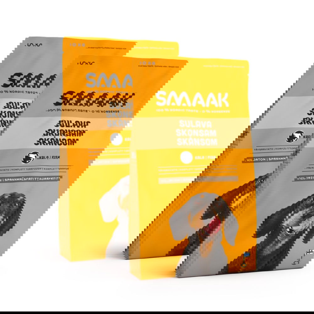 SMAAK Dog Adult Spannmålsfri Skonsam Fisk 2 x 10 kg
