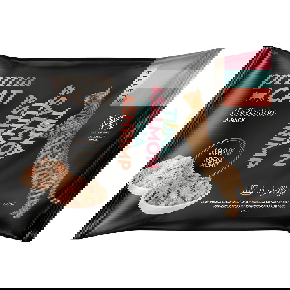 PrimaCat Tuna & Shrimp / Tuna & Salmon in Jelly (4x50 g)