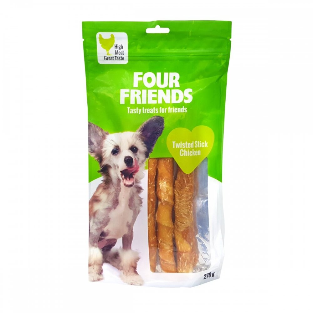 FourFriends Dog Twisted Stick Chicken 25 cm (4 pack)