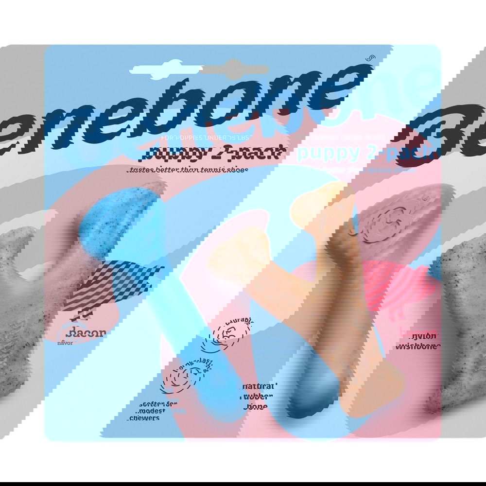 Benebone Gummiben & Wishbone Tuggleksaker till Valp 2-pack