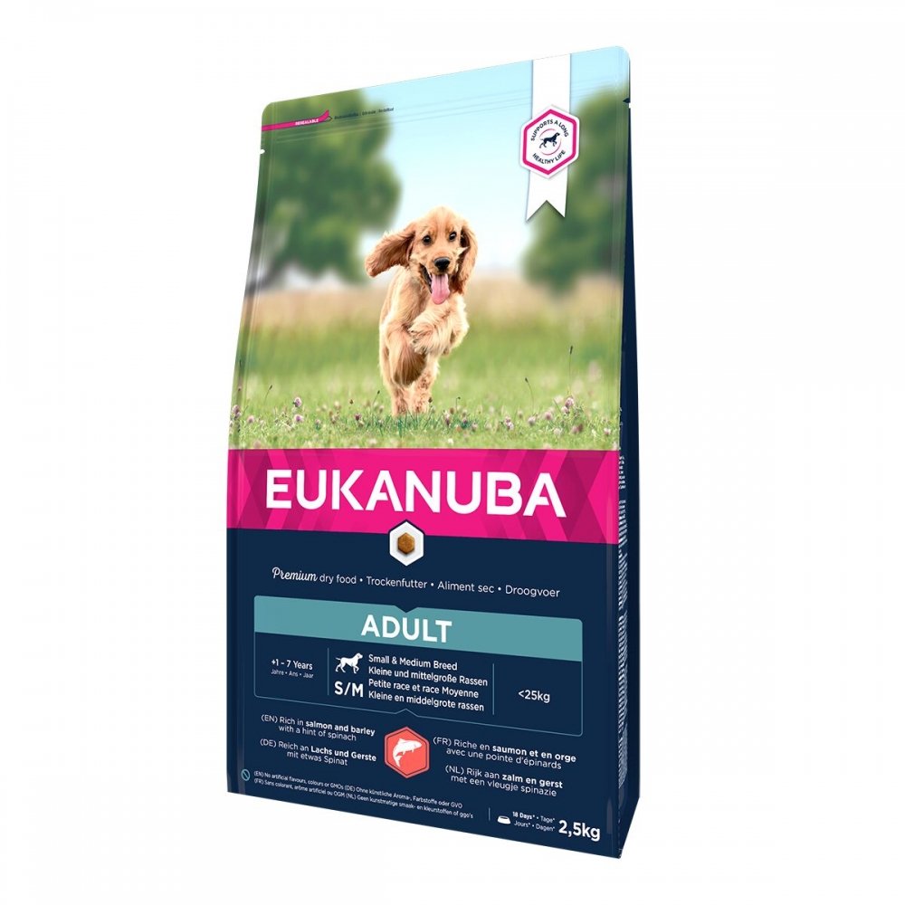 Läs mer om Eukanuba Dog Adult Small & Medium Breed Salmon & Barley (2,5 kg)