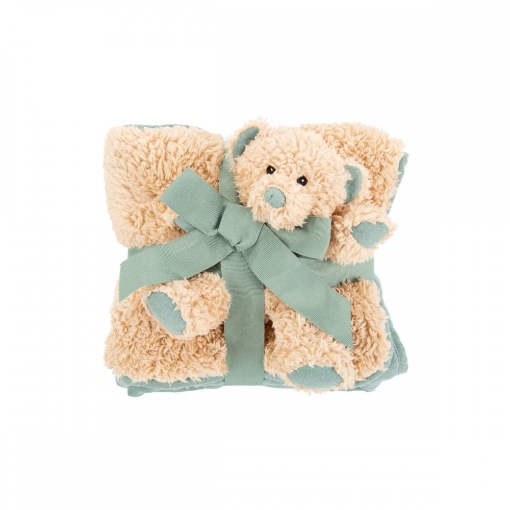 Scruffs Cosy blanket & teddy toy set green