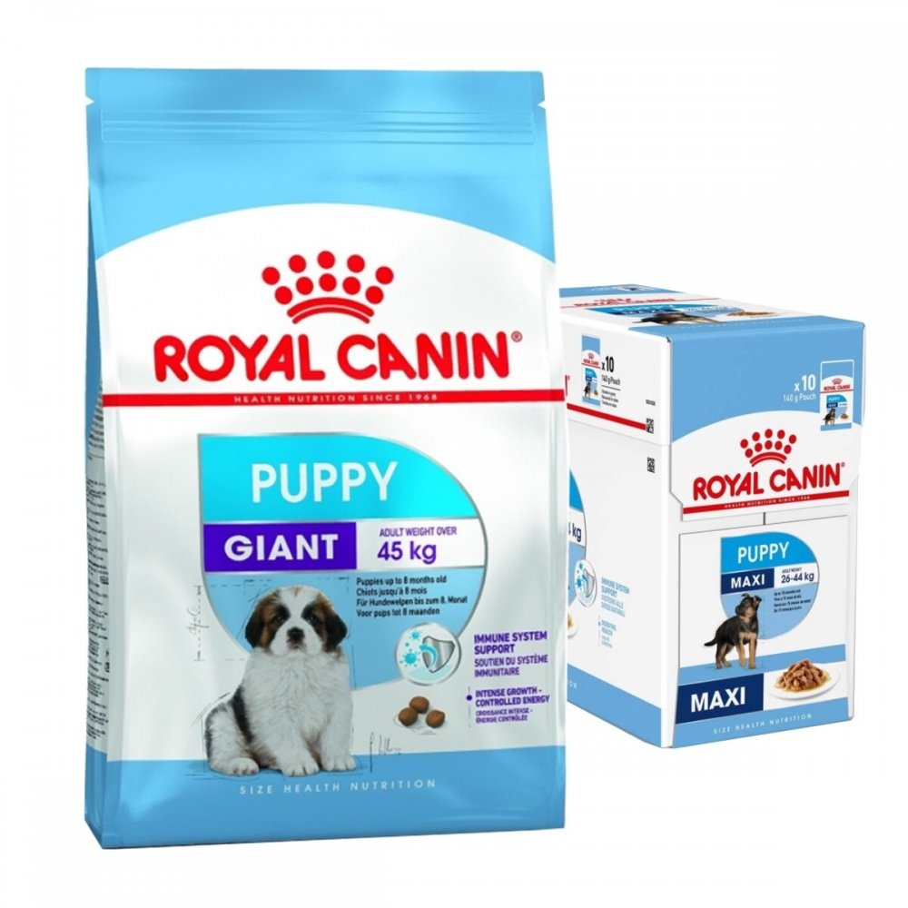 Royal Canin Giant Puppy Torrfoder 15 kg + Multipack Maxi Puppy Våtfoder