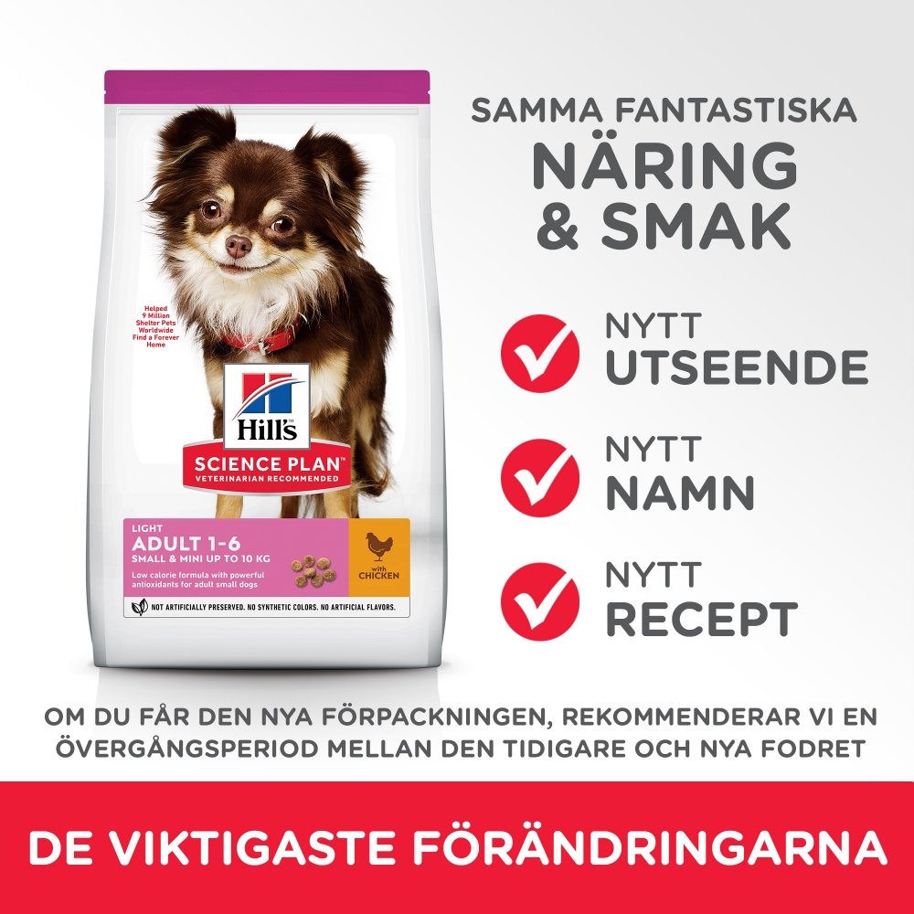 Alternativ bild 1 för Hill's Science Plan Dog Adult Small & Mini Light Chicken (1,5 kg)