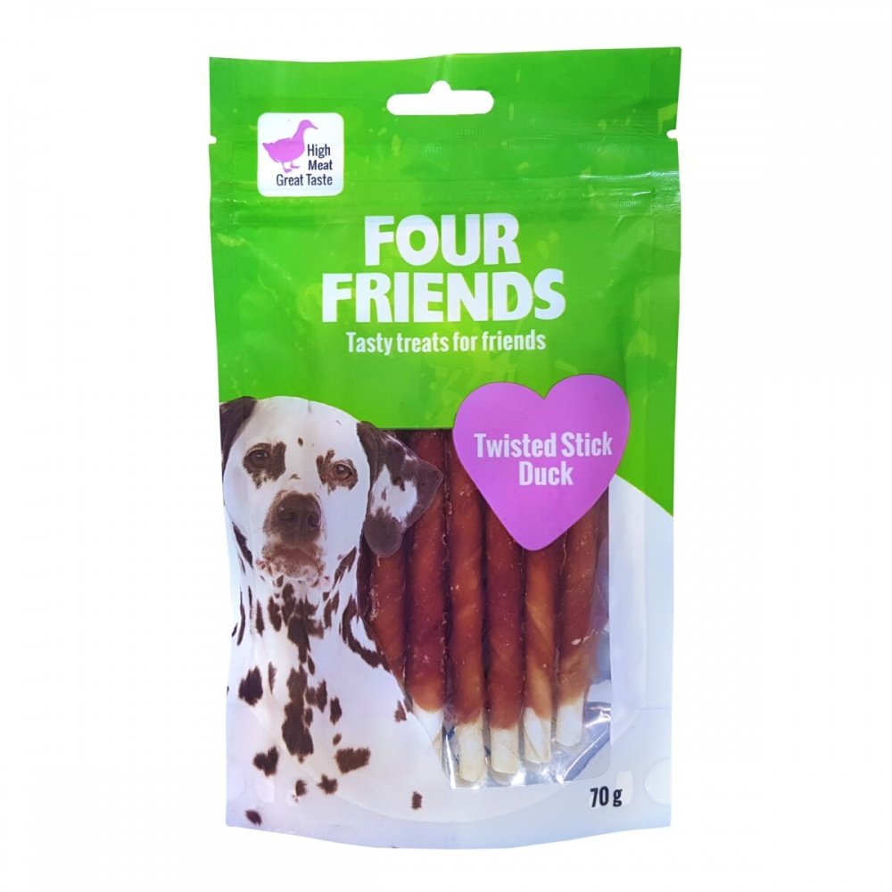 FourFriends Dog Twisted Stick Duck 125 cm (7-pack)