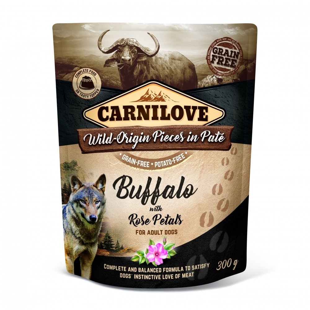 Läs mer om Carnilove Dog Adult Buffalo with Rose Petals Paté 300 g