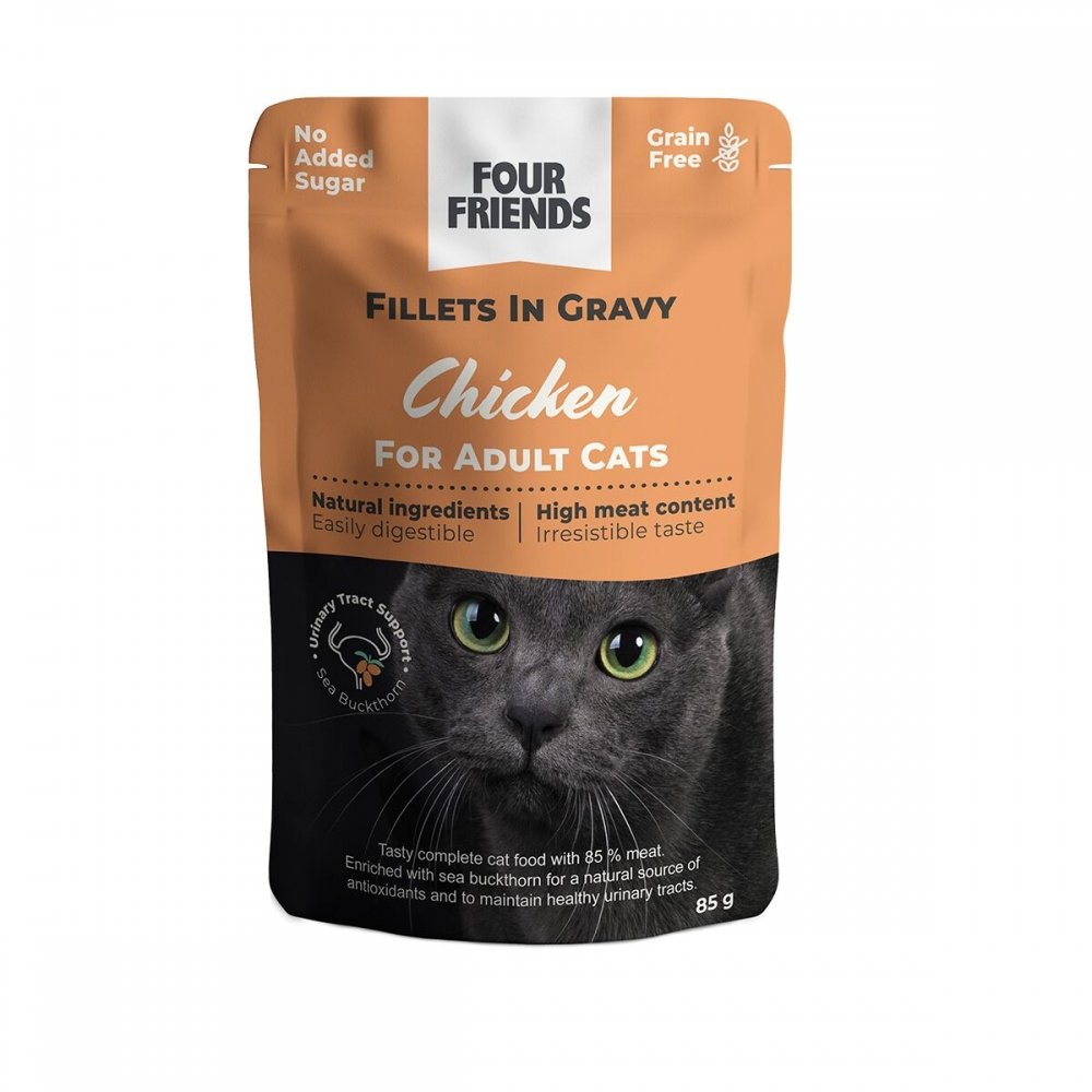 Läs mer om Four Friends Cat Adult Chicken in Gravy 85 g