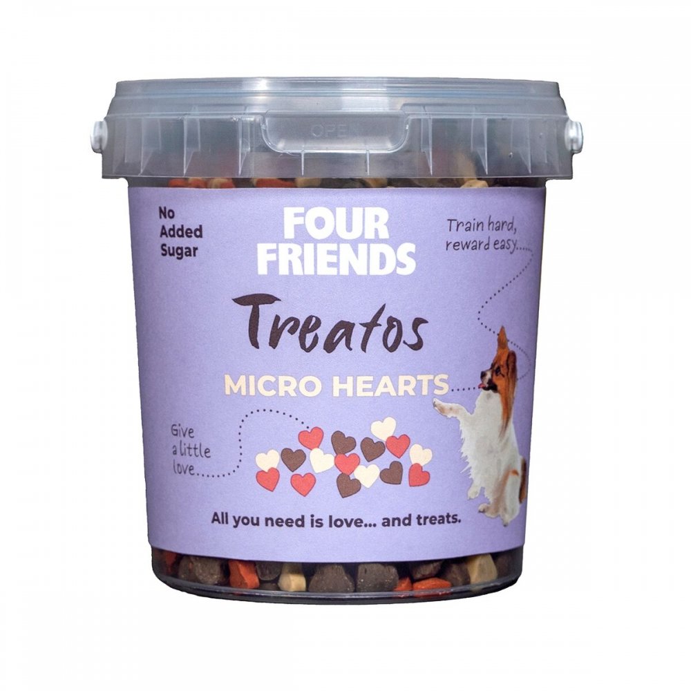 Läs mer om Four Friends Treatos Micro Hearts 500 g