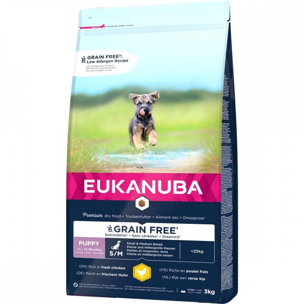 Läs mer om Eukanuba Puppy Grain Free Small & Medium Chicken (3 kg)