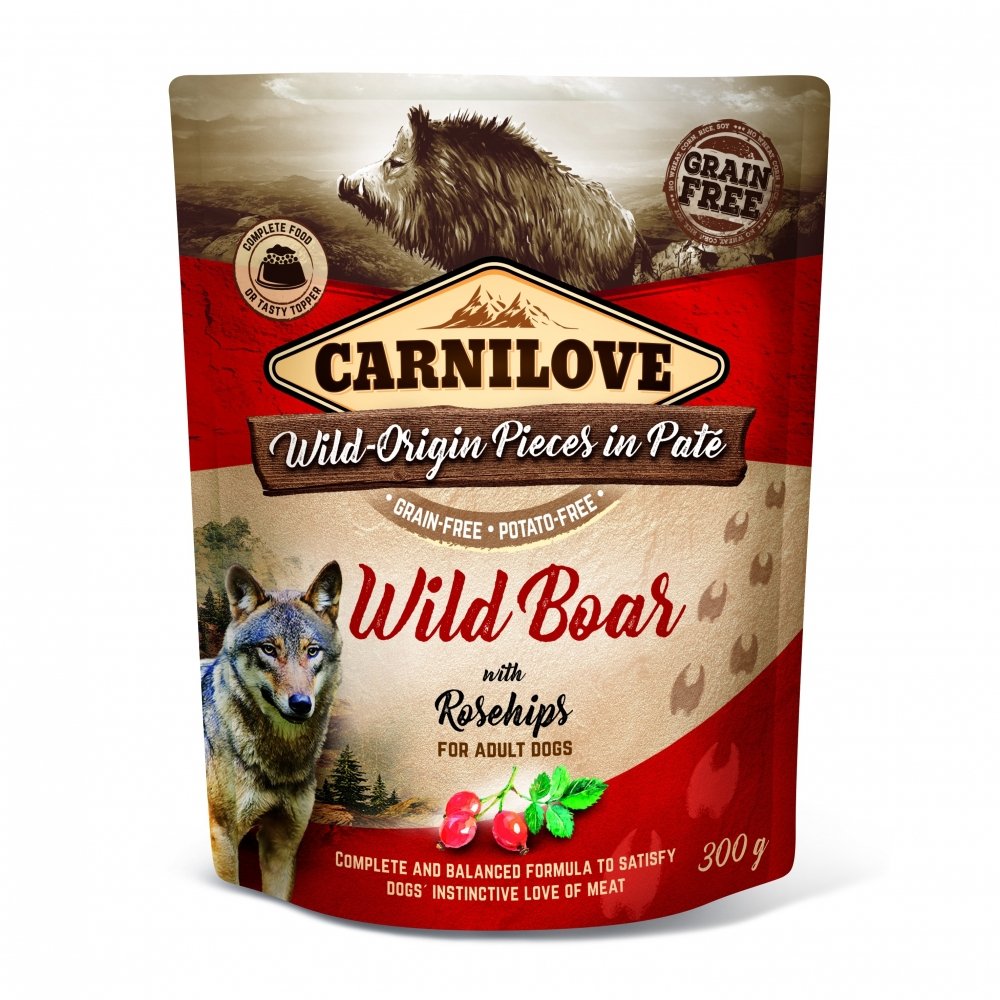 Läs mer om Carnilove Dog Adult Wild Boar with Rosehips Paté 300 g