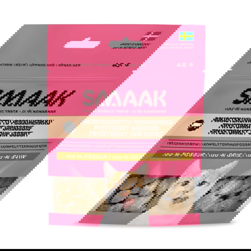 SMAAK Cat Frystorkat Kattgodis Gris 45 g