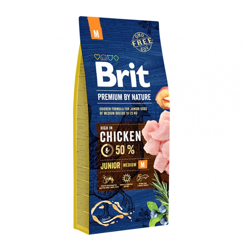 Läs mer om Brit Premium By Nature Dog Junior Medium Chicken (15 kg)