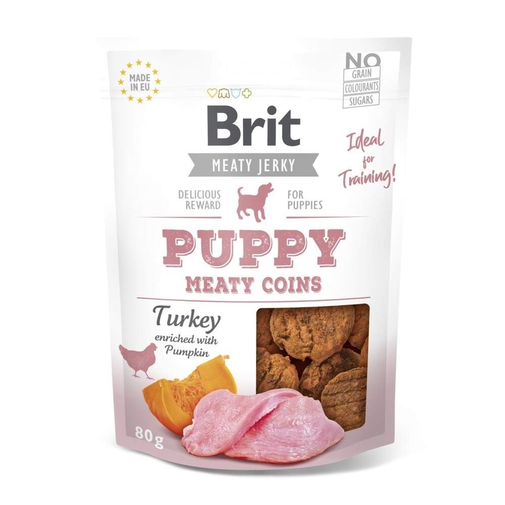 Läs mer om Brit Care Puppy Meaty Jerky Coins Turkey 80 g