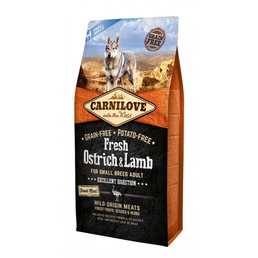 Läs mer om Carnilove Fresh Ostrich & Lamb Adult Small Breed (6 kg)