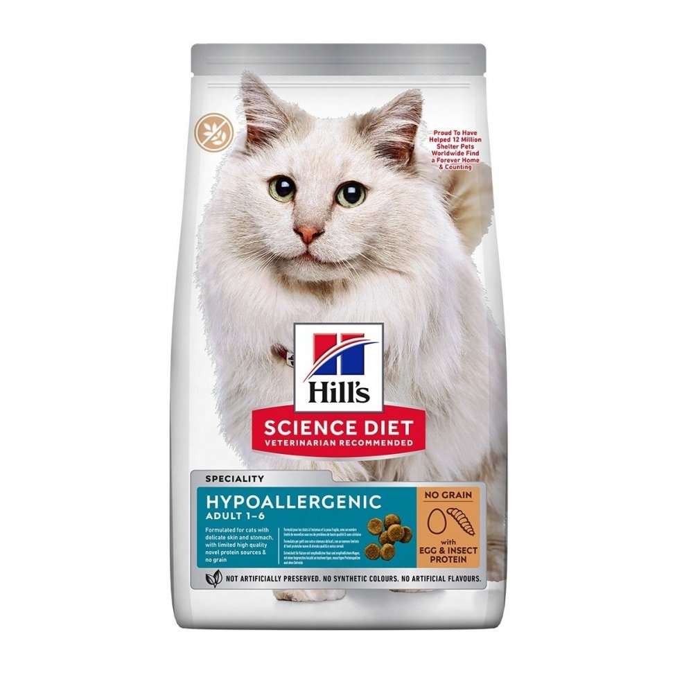 Läs mer om Hills Science Plan Cat Adult Hypoallergenic Egg & Insect (7 kg)