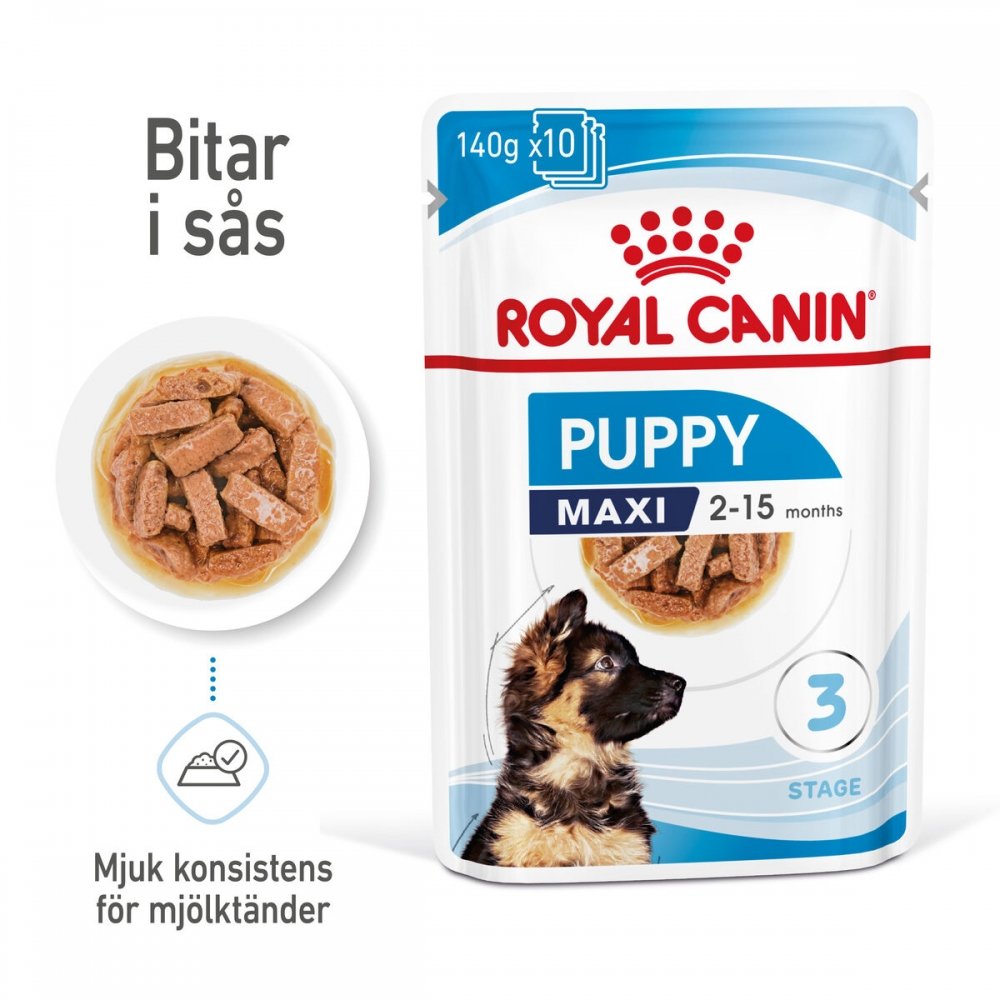 Läs mer om Royal Canin Maxi Puppy Våtfoder (10x140g)