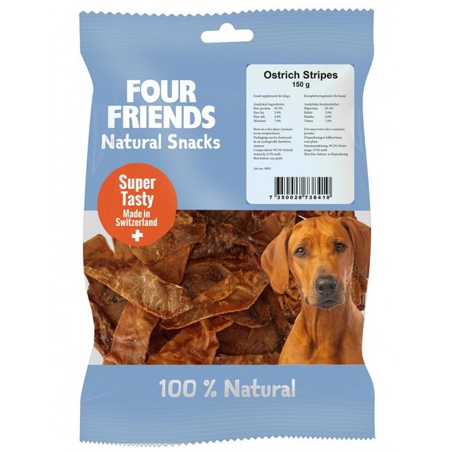FourFriends Dog Natural Snacks Ostrich Stipes