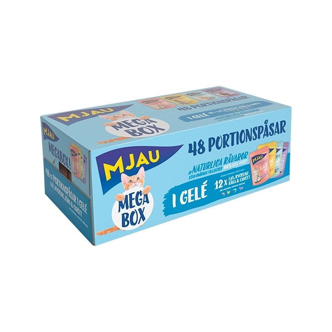 Mjau Megabox Kött & Fisk i Gelé 48×85 g