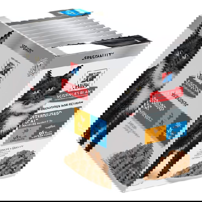 Hills Science Plan Sterilised Mature Adult 7+ Chicken & Ocean Fish 12x85 g