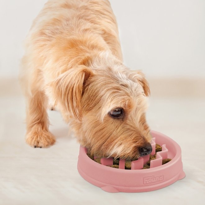 Outward Hound Slow Feeder Wave Hundmatskål Rosa 14 cm