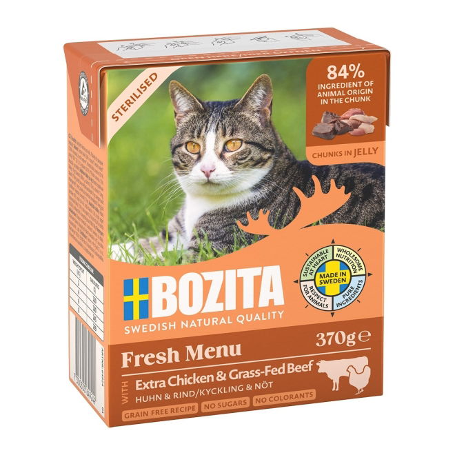 Bozita Sterilised Extra Kyckling & Biff Bitar i gelé 370 g