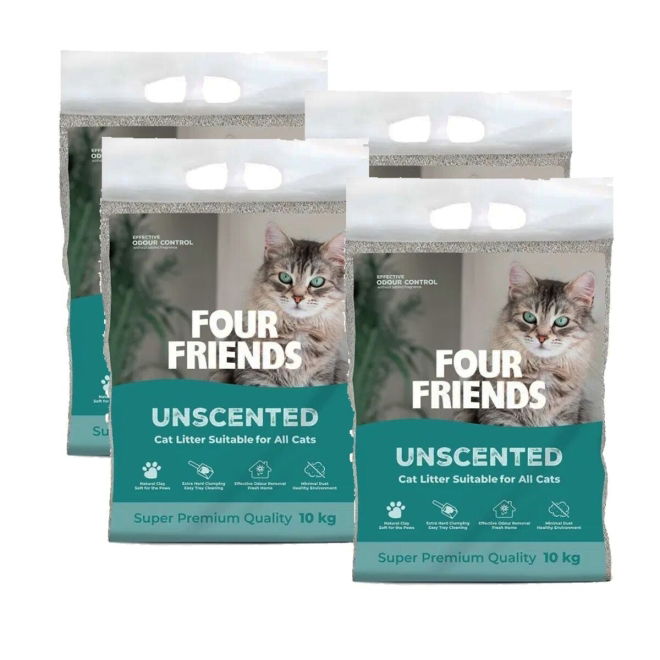 FourFriends Kattsand Oparfymerad  4x10 kg