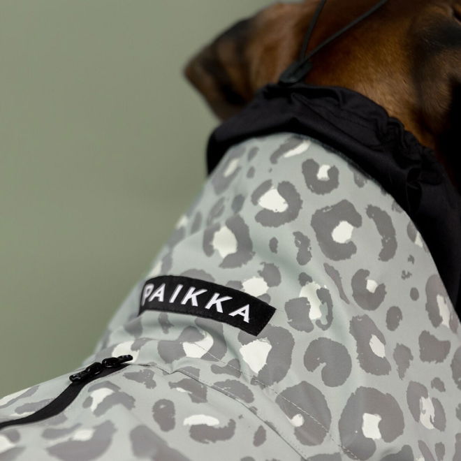 PAIKKA Visibility Lite  Regnjacka till Hund Leopard Grön