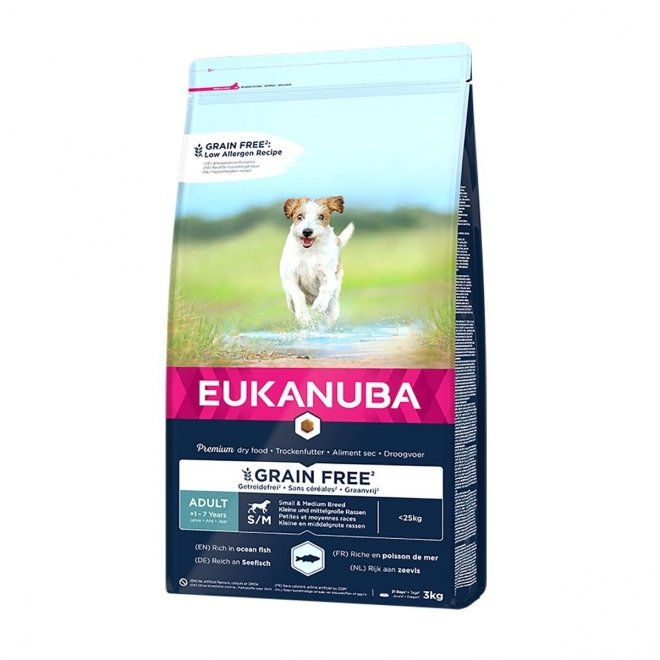 Eukanuba Dog Grain Free Adult Small & Medium Breed Ocean Fish (3 kg)