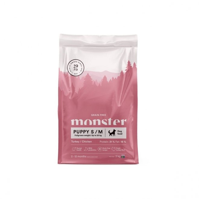 Monster Dog Puppy Small & Medium Grain Free Turkey & Chicken (2 kg)